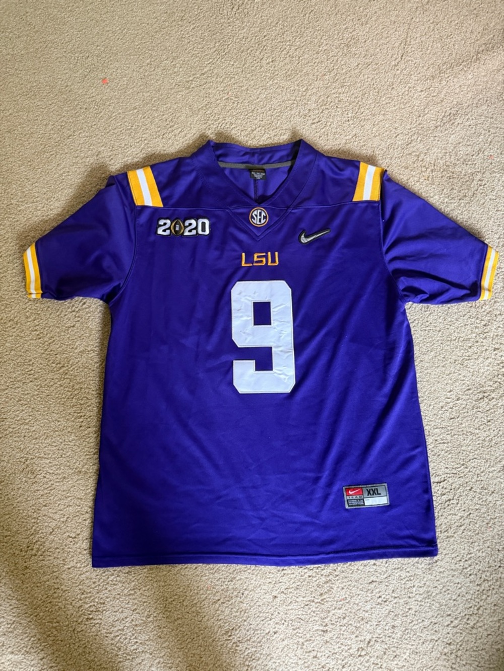 Nike Joe “BURREAUX” Purple and Gold LSU Football Jersey #9